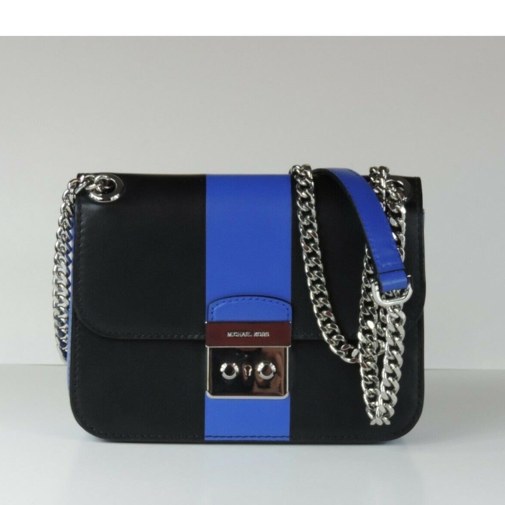 Michael Kors Center Stripe Leather Shoulder Bag